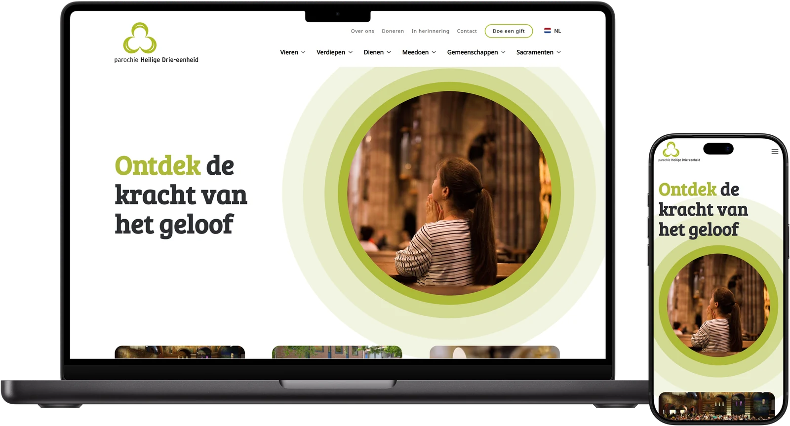 Desktop- en mobiele weergave van H3eenheid