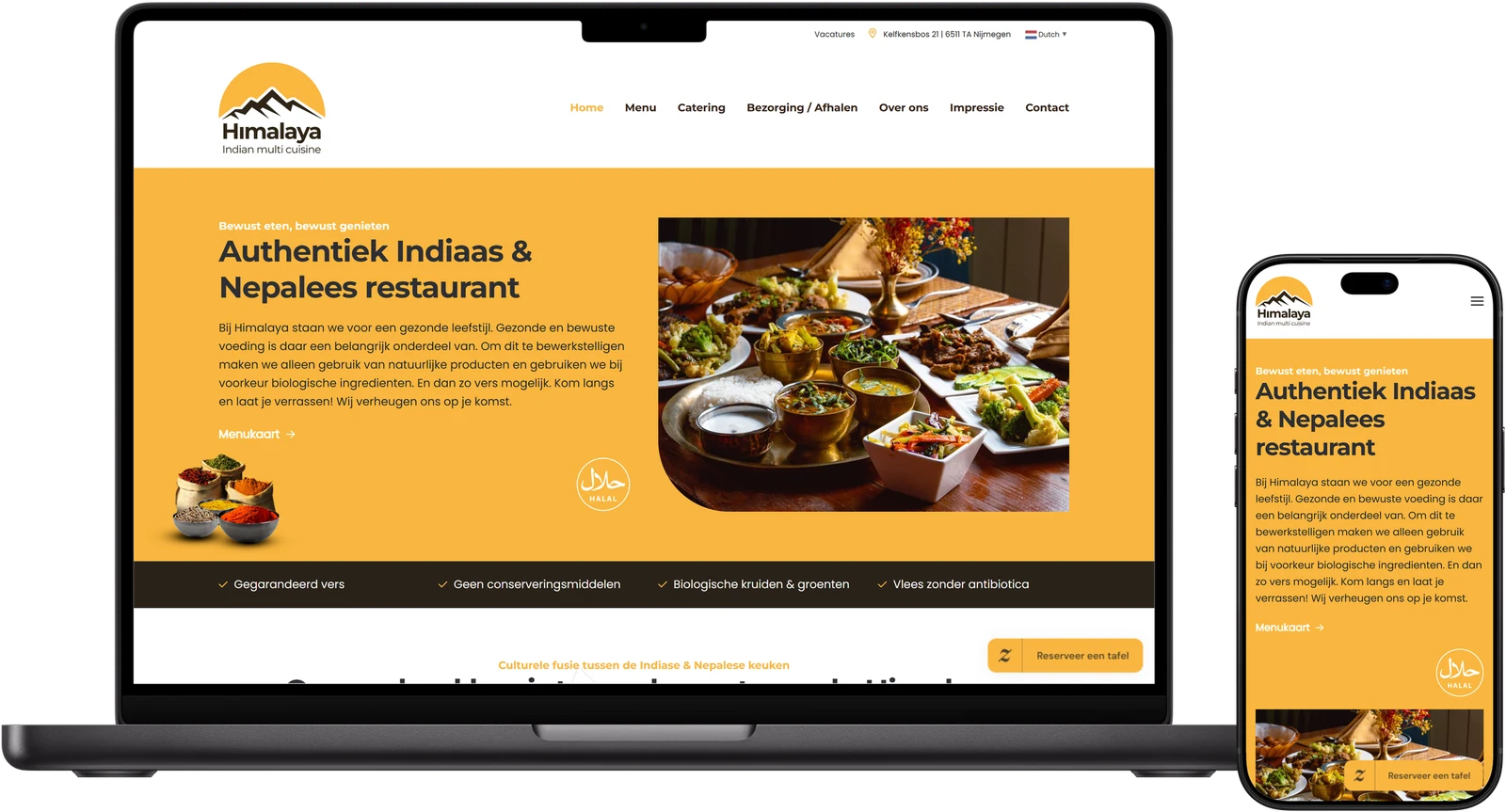 Desktop- en mobiele weergave van Restaurant Himalaya
