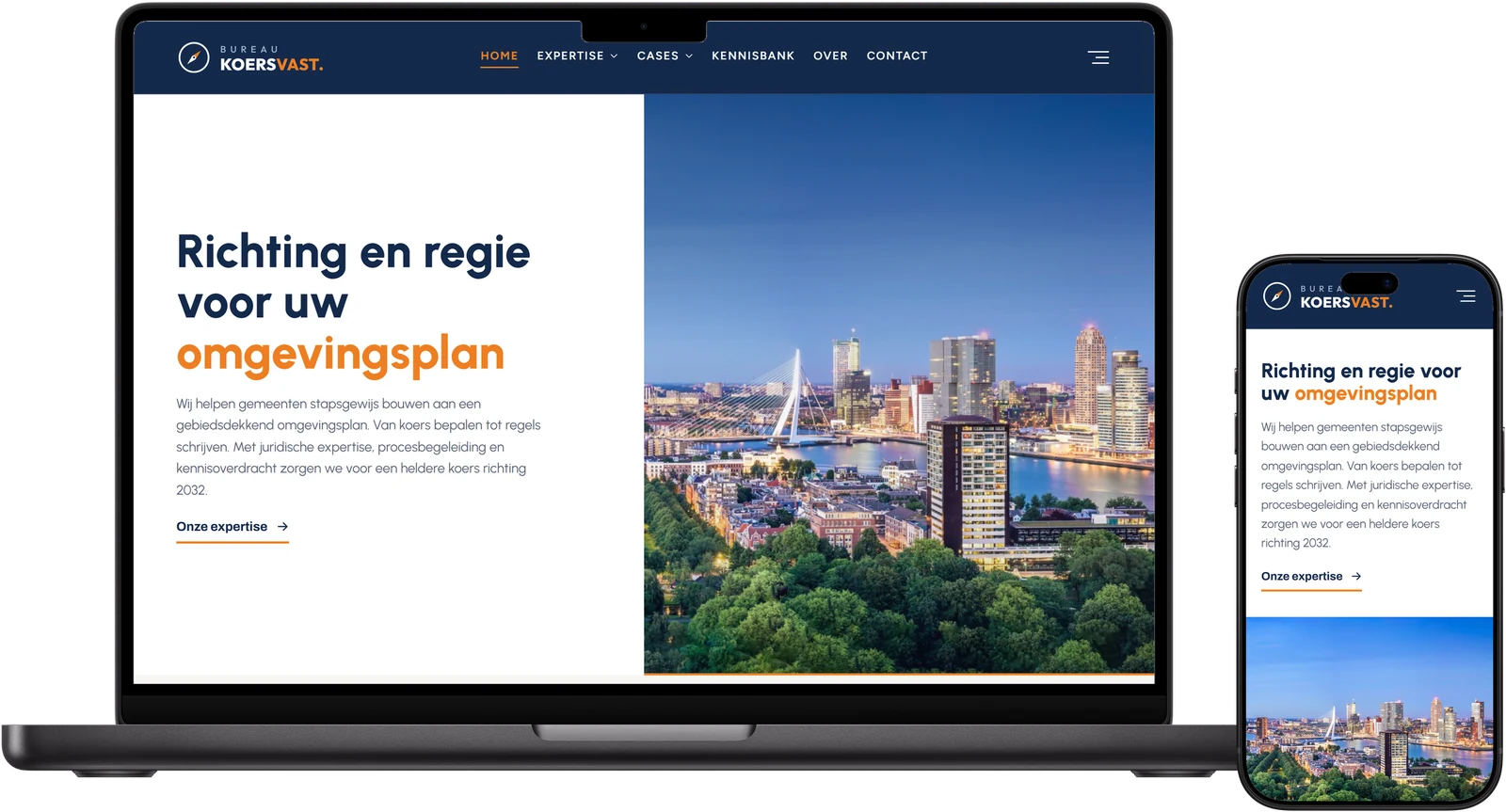 Desktop- en mobiele weergave van Bureau Koersvast